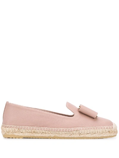 Shop Ferragamo Sannio Leather Espadrilles In Neutrals