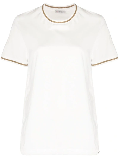 Shop Moncler Drawstring Cotton T-shirt In White