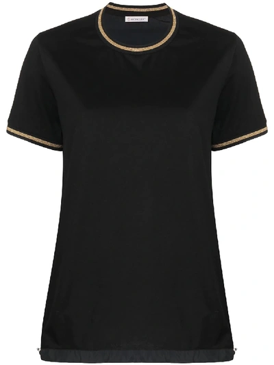 Shop Moncler Drawstring Cotton T-shirt In Black
