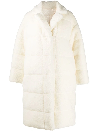 Shop Moncler Padded Teddy Coat In Neutrals