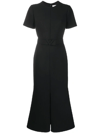 Shop Valentino Belted Mid-length Dress In Black