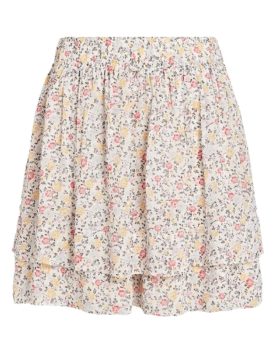 Shop Ganni Printed Georgette Mini Skirt In Multi