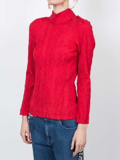 Shop Alexa Chung Open Back Funnel Neck Blouse Red