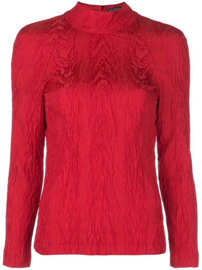 Shop Alexa Chung Open Back Funnel Neck Blouse Red