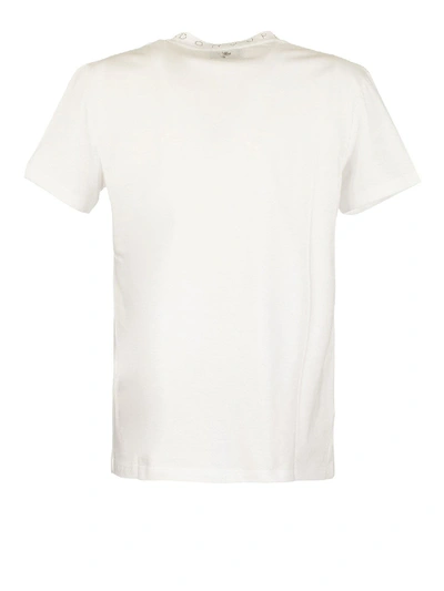 Shop Dondup Branded Crew Neck T-shirt In White