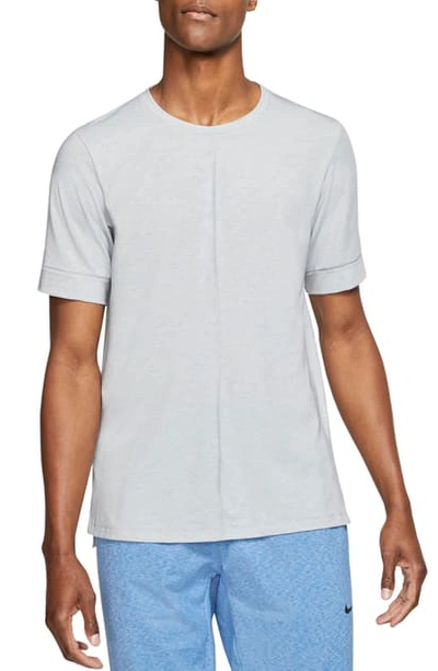 Shop Nike Dri-fit Yoga T-shirt In Light Smoke Grey/ Heather