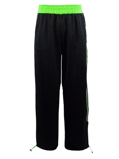 Shop Gcds Black And Green Track Pants In Verde