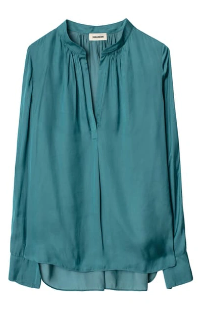 Shop Zadig & Voltaire Tink Satin Blouse In Eucalyptus