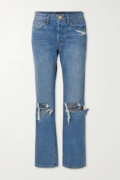 Shop Brandon Maxwell Distressed Boyfriend Jeans In Blue