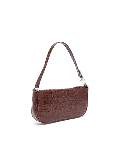 Shop By Far Rachel' Croc-embossed Leather Small Handle Bag In Brown