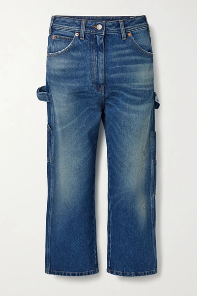 Shop Mm6 Maison Margiela Cropped Boyfriend Jeans In Blue