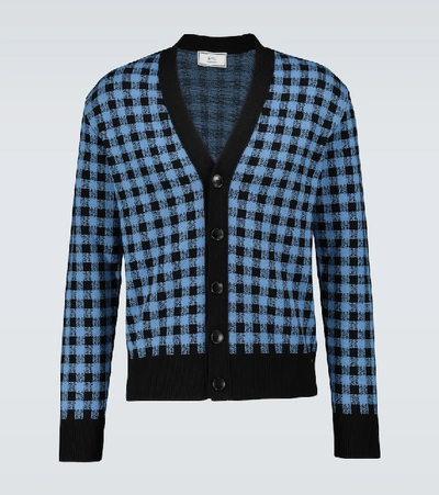 Shop Ami Alexandre Mattiussi Vichy Jacquard Checked Cardigan In Blue
