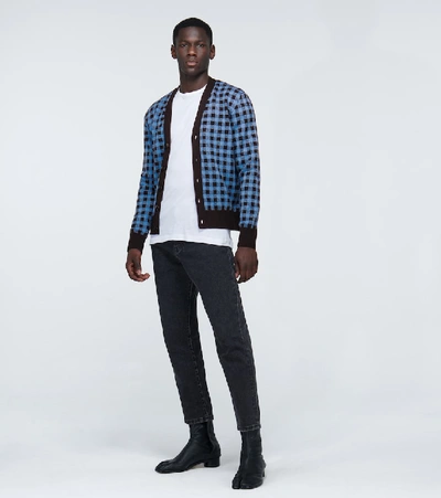 Shop Ami Alexandre Mattiussi Vichy Jacquard Checked Cardigan In Blue