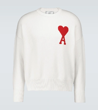 Shop Ami Alexandre Mattiussi Ami De Coeur Oversized Sweater In White