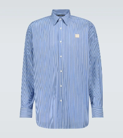 Shop Acne Studios Saco Face Striped Cotton Shirt In Blue