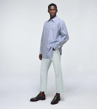 Shop Acne Studios Saco Face Striped Cotton Shirt In Blue