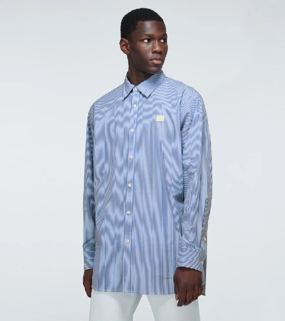 Shop Acne Studios Saco Face Striped Cotton Shirt In Blue