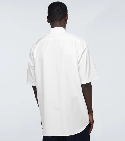 Shop Balenciaga Tab Short-sleeved Cotton Shirt In White