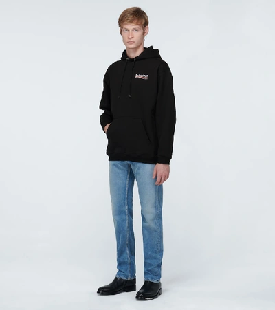 Shop Balenciaga Political Campaign Hooded Sweatshirt In Black/white