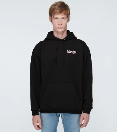 Shop Balenciaga Political Campaign Hooded Sweatshirt In Black/white