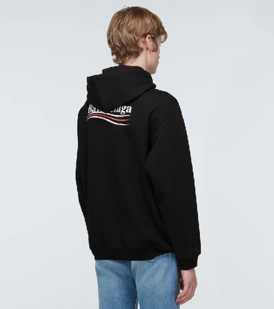 Shop Balenciaga Political Campaign Hooded Sweatshirt In Black/white