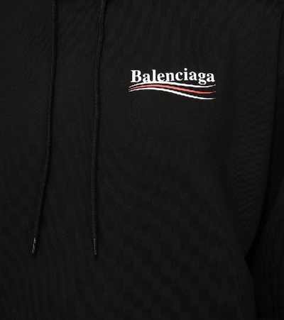 Shop Balenciaga Political Campaign Hooded Sweatshirt In Black/white