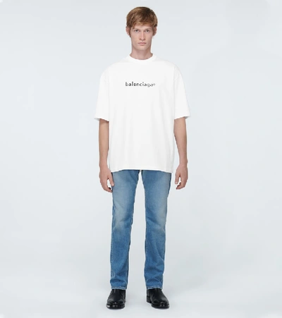 Shop Balenciaga Copyright Logo Medium-fit T-shirt In White