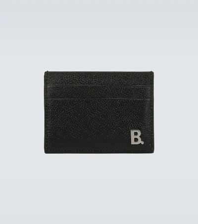 Shop Balenciaga B Leather Cardholder In Black