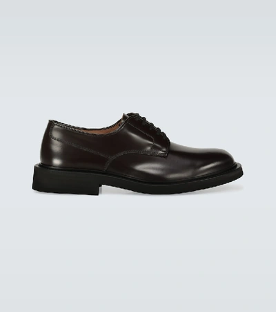 Shop Bottega Veneta Leather Derby Shoes In Brown