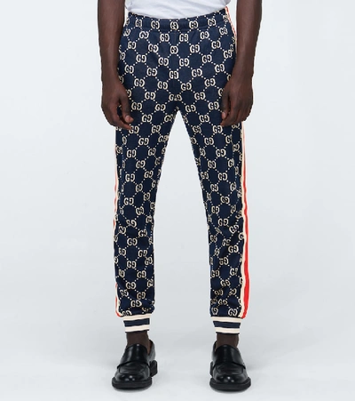 Shop Gucci Gg Jacquard Sweatpants In Blue