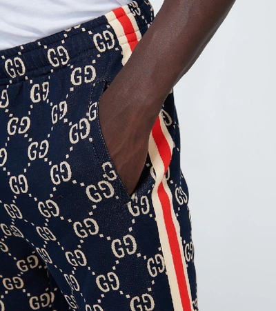 Shop Gucci Gg Jacquard Sweatpants In Blue
