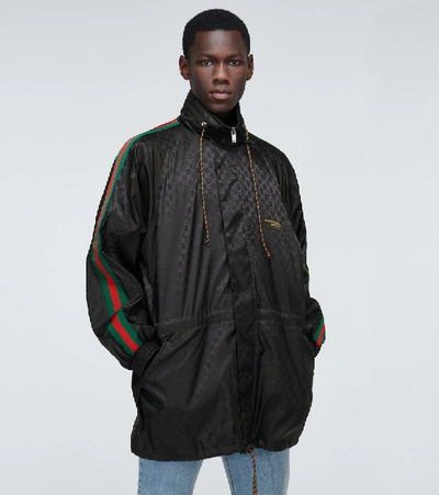 Shop Gucci Gg Jacquard Technical Jacket In Black