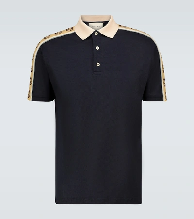 Shop Gucci Interlocking G Stripe Polo Shirt In Blue