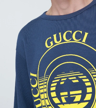 Shop Gucci Disk Printed Oversized Sweatshirt In Blue