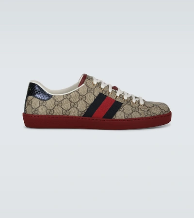 Shop Gucci Ace Gg Supreme Sneakers In Beige