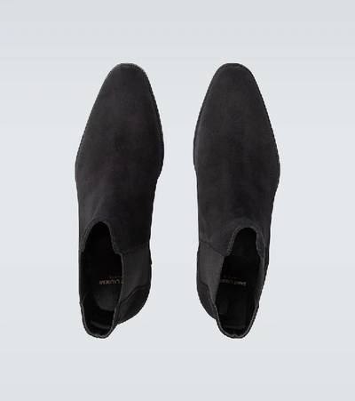 Shop Saint Laurent Wyatt Suede Chelsea Boots In Black