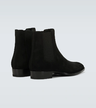 Shop Saint Laurent Wyatt Suede Chelsea Boots In Black