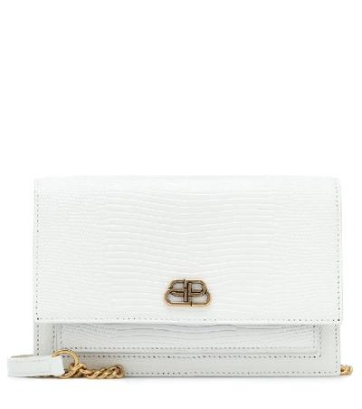 Shop Balenciaga Sharp Croc-effect Leather Shoulder Bag In White