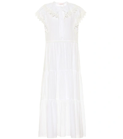 Shop See By Chloé Cotton-voile Midi Dress In White