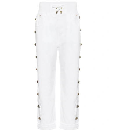 Shop Balmain Cotton Trackpants In White