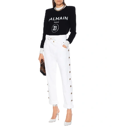 Shop Balmain Cotton Trackpants In White