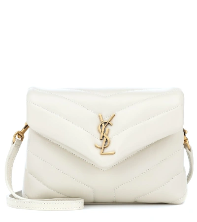 Shop Saint Laurent Toy Loulou Leather Shoulder Bag In White