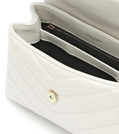 Shop Saint Laurent Toy Loulou Leather Shoulder Bag In White