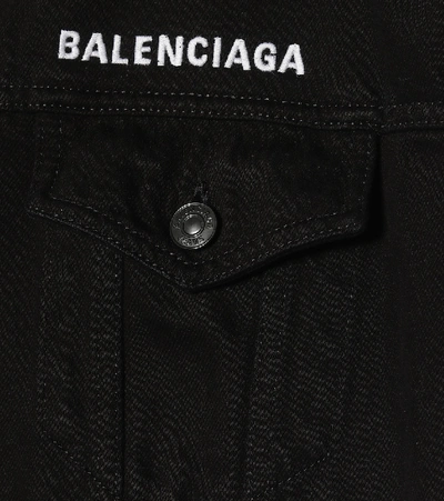 Shop Balenciaga Crew Oversized Denim Jacket In Black