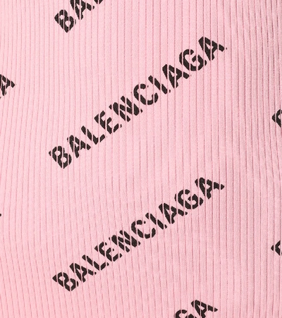 Shop Balenciaga Logo Ribbed-knit Minidress In Pink