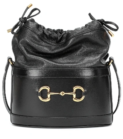 Shop Gucci 1955 Horsebit Leather Bucket Bag In Black
