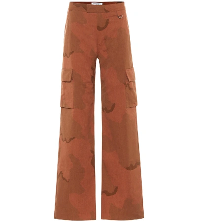 Shop Marine Serre Camouflage Cotton High-rise Pants In Red
