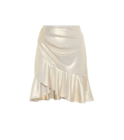 Balmain Ruffle-trimmed Lamé Miniskirt In Gold