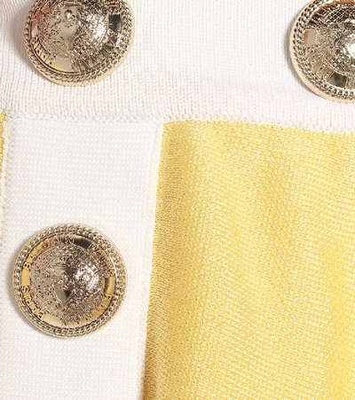 Shop Balmain High-rise Knit Shorts In Yellow