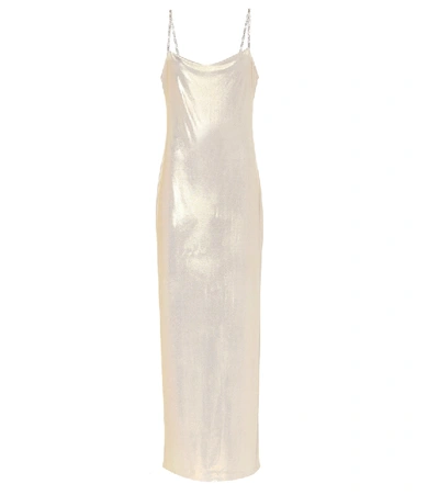 Shop Balmain Lamé Slip Dress In Metallic